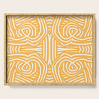 Yellow mustard boho stripe Serving Tray Gallery Image 1
