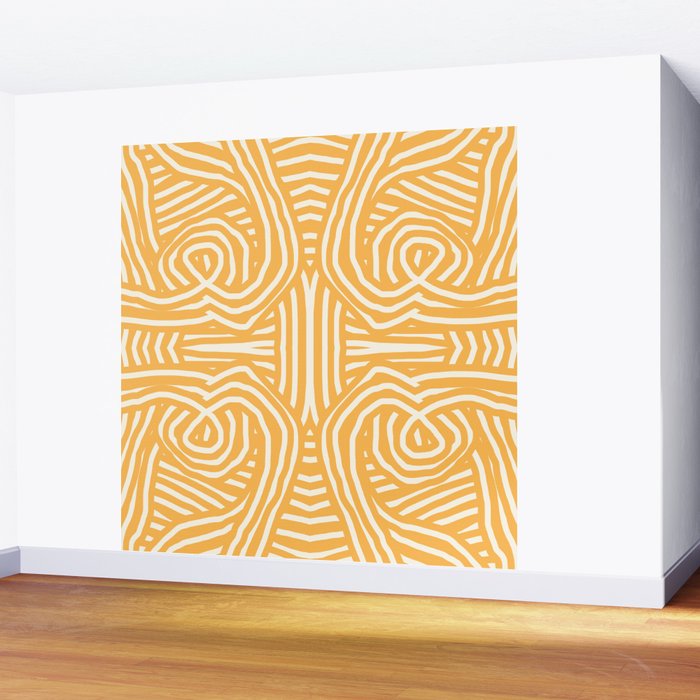 Yellow mustard boho stripe Wall Mural Gallery Image 2