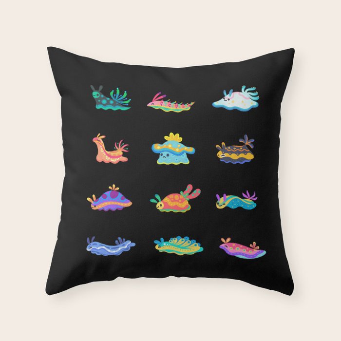 Sea slug - black Throw Pillow Gallery Image 1