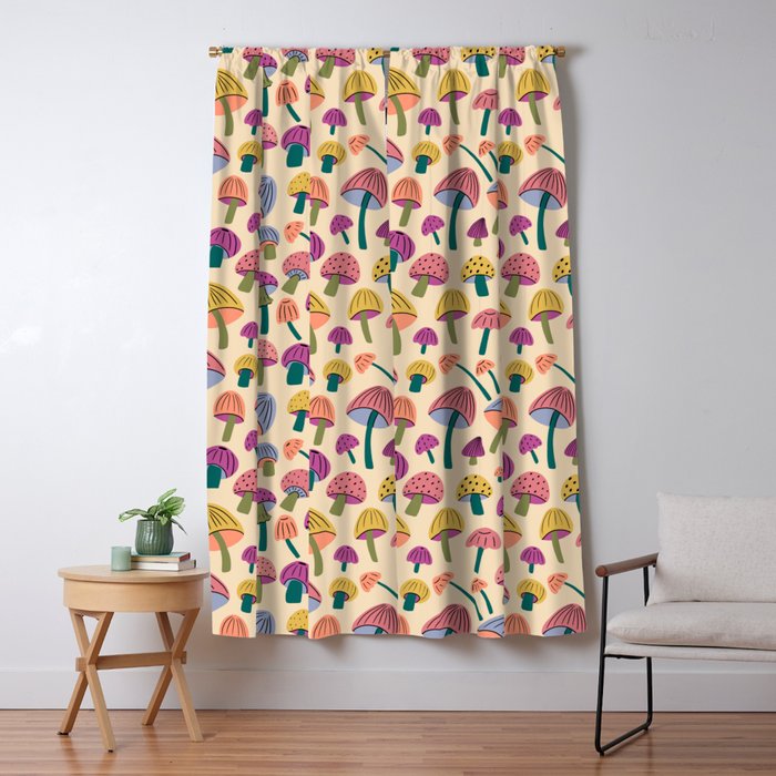 Retro Mushroom - pattern  Window Curtain Gallery Image 5