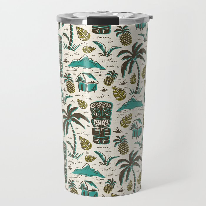 Tiki Party - Ivory Aqua Travel Mug Gallery Image 1