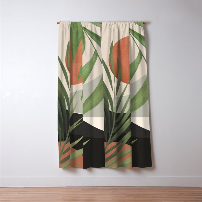Abstract Art Tropical Leaves 46 Window Curtain Gallery Image 3