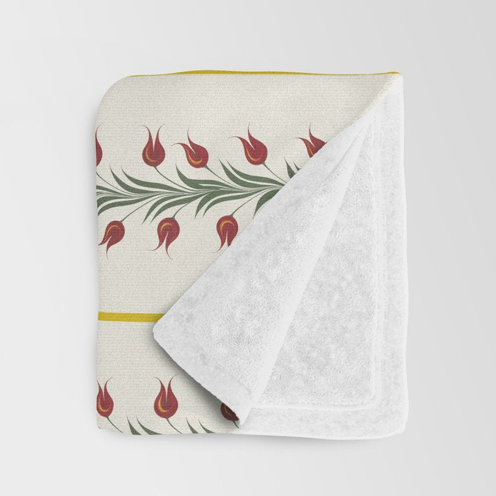 Turkish Ebru - Red Tulips Throw Blanket Gallery Image 3