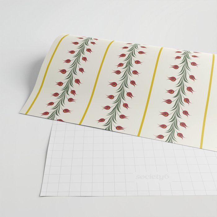 Turkish Ebru - Red Tulips Wrapping Paper Gallery Image 2