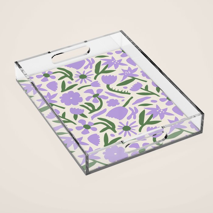 Vintage flower nature art pattern Acrylic Tray Gallery Image 1