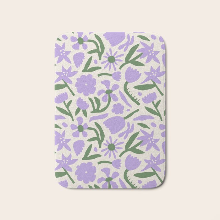 Vintage flower nature art pattern Bath Mat Gallery Image 1
