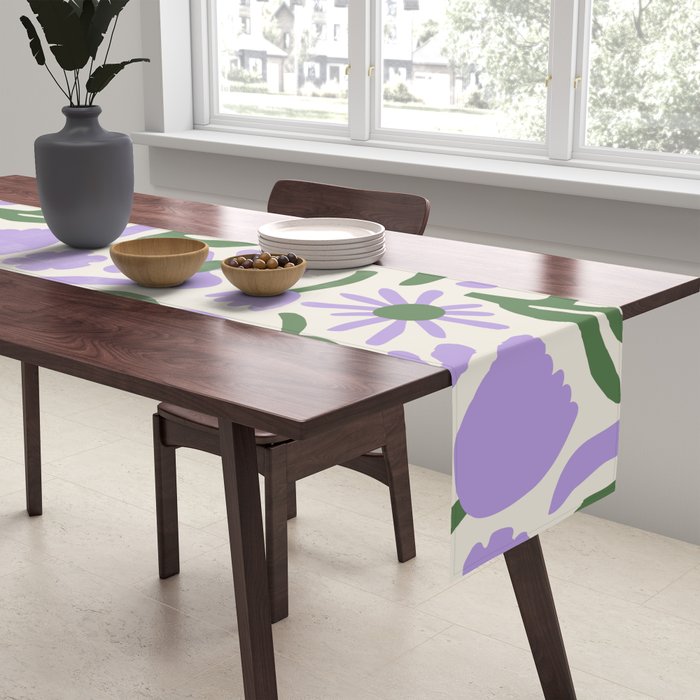 Vintage flower nature art pattern Table Runner Gallery Image 2