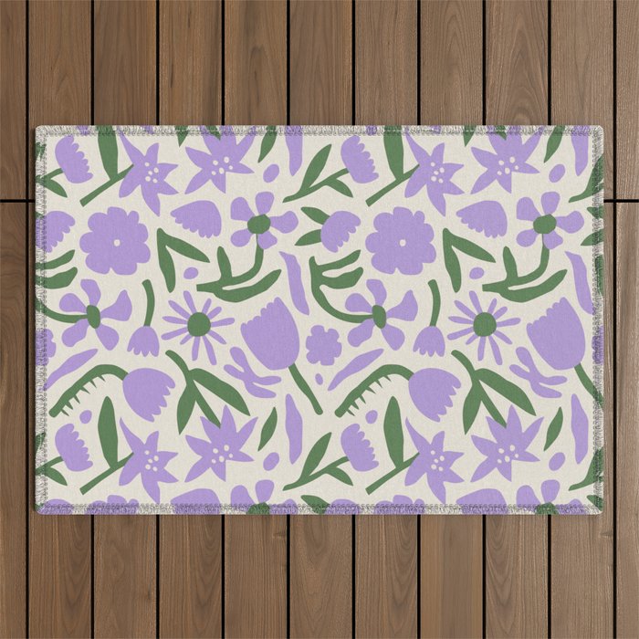 Vintage flower nature art pattern Outdoor Rug Gallery Image 1