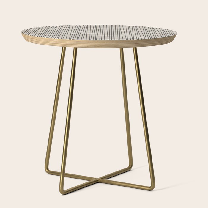 Fine Weave Mid-Century Modern Woven Pattern in Charcoal Gray and Almond Cream Side Table Gallery Image 1
