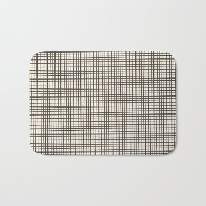 Fine Weave Mid-Century Modern Woven Pattern in Charcoal Gray and Almond Cream Bath Mat Gallery Image 1