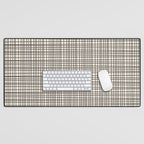 Fine Weave Mid-Century Modern Woven Pattern in Charcoal Gray and Almond Cream Desk Mat Gallery Image 1