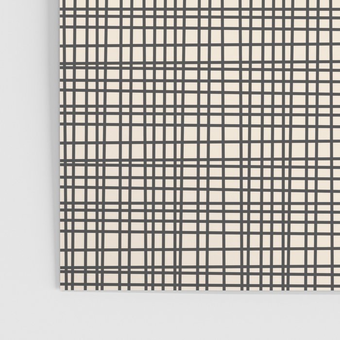 Fine Weave Mid-Century Modern Woven Pattern in Charcoal Gray and Almond Cream Poster Gallery Image 3