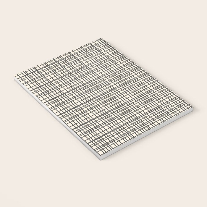 Fine Weave Mid-Century Modern Woven Pattern in Charcoal Gray and Almond Cream Notebook Gallery Image 3