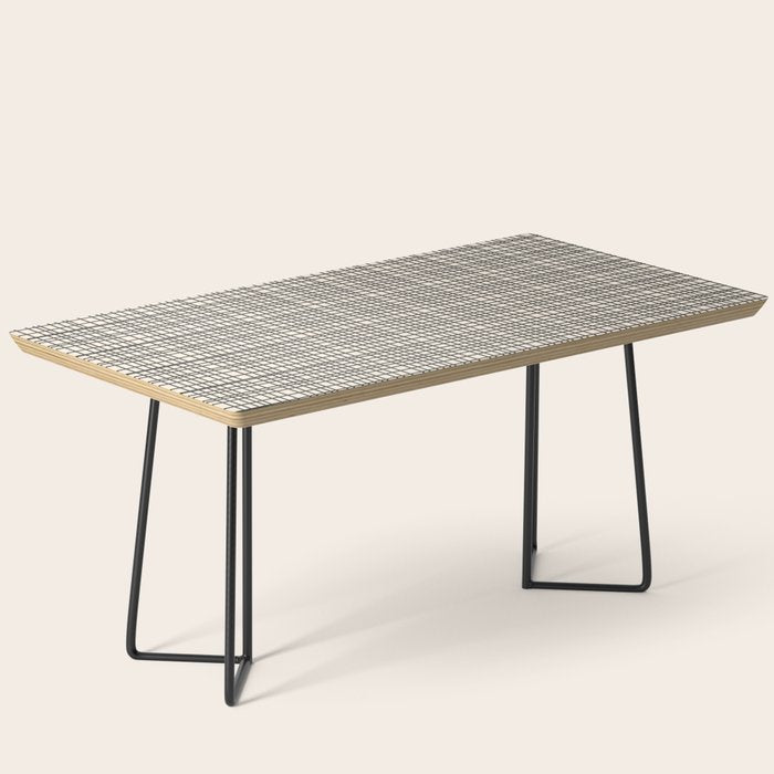 Fine Weave Mid-Century Modern Woven Pattern in Charcoal Gray and Almond Cream Coffee Table Gallery Image 1