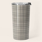 Fine Weave Mid-Century Modern Woven Pattern in Charcoal Gray and Almond Cream Travel Mug Gallery Image 2