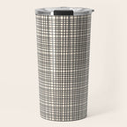 Fine Weave Mid-Century Modern Woven Pattern in Charcoal Gray and Almond Cream Travel Mug Gallery Image 1