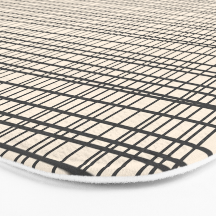 Fine Weave Mid-Century Modern Woven Pattern in Charcoal Gray and Almond Cream Bath Mat Gallery Image 3
