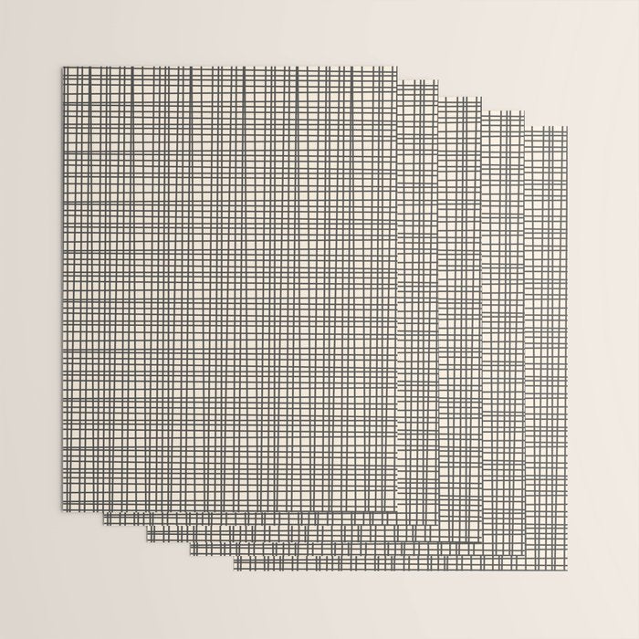 Fine Weave Mid-Century Modern Woven Pattern in Charcoal Gray and Almond Cream Wrapping Paper Gallery Image 3