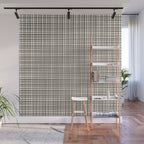 Fine Weave Mid-Century Modern Woven Pattern in Charcoal Gray and Almond Cream Wall Mural Gallery Image 1