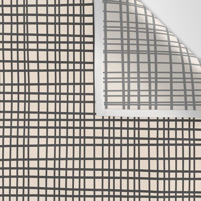 Fine Weave Mid-Century Modern Woven Pattern in Charcoal Gray and Almond Cream Wall Tapestry Gallery Image 3