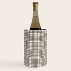 Fine Weave Mid-Century Modern Woven Pattern in Charcoal Gray and Almond Cream Wine Chiller Gallery Image 1