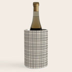Fine Weave Mid-Century Modern Woven Pattern in Charcoal Gray and Almond Cream Wine Chiller Gallery Image 3