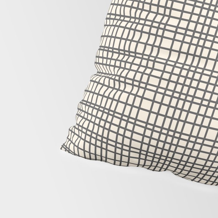 Fine Weave Mid-Century Modern Woven Pattern in Charcoal Gray and Almond Cream Pillow Sham Gallery Image 4