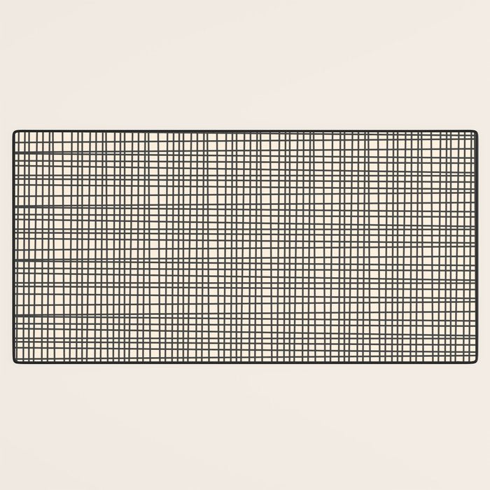 Fine Weave Mid-Century Modern Woven Pattern in Charcoal Gray and Almond Cream Desk Mat Gallery Image 3
