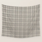 Fine Weave Mid-Century Modern Woven Pattern in Charcoal Gray and Almond Cream Wall Tapestry Gallery Image 4