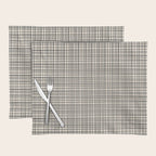 Fine Weave Mid-Century Modern Woven Pattern in Charcoal Gray and Almond Cream Placemat Gallery Image 1