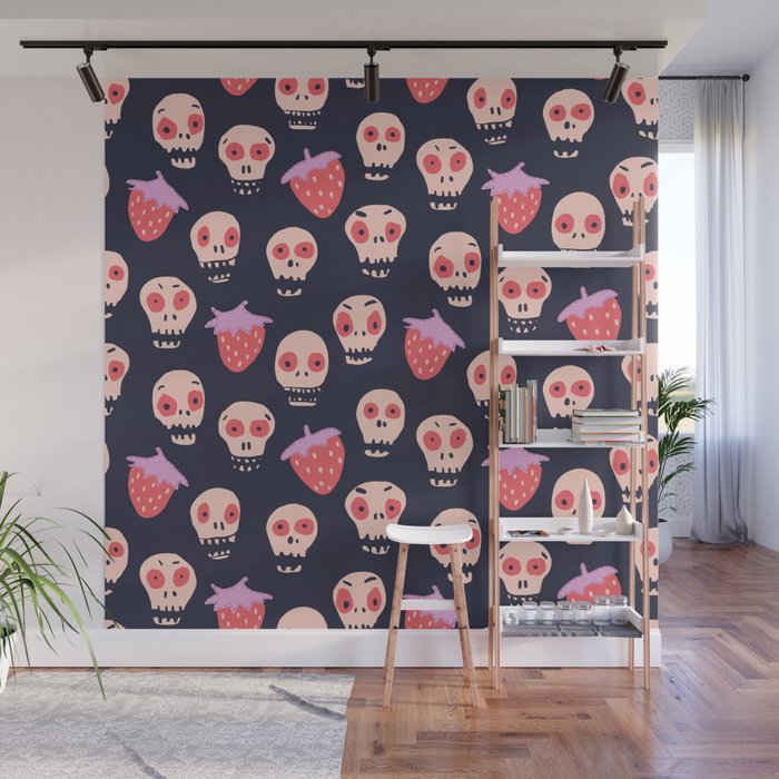 Skulls and strawberries Wall Mural Gallery Image 1