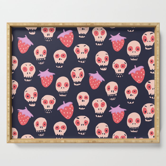 Skulls and strawberries Serving Tray Gallery Image 1