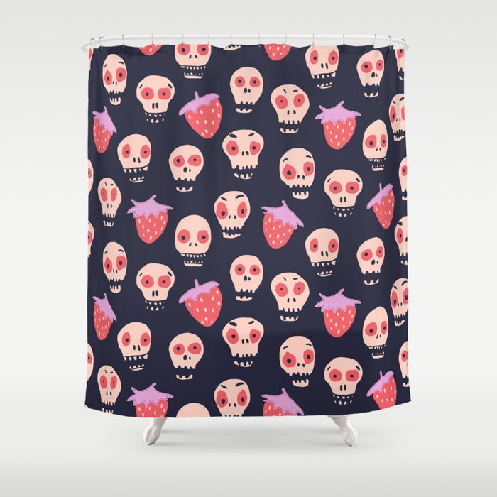 Skulls and strawberries Shower Curtain Gallery Image 1