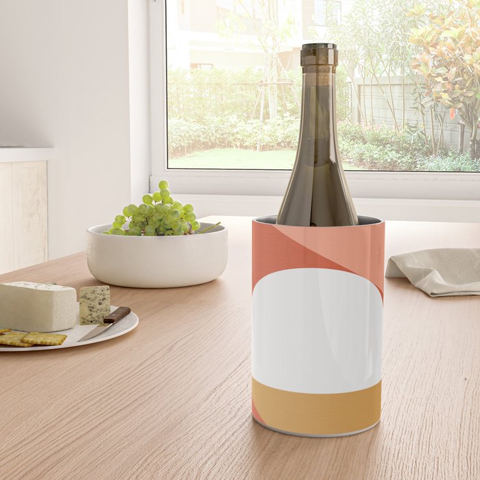 Mid Century Modern Sunset - Terracotta Peach Mustard Wine Chiller Gallery Image 4