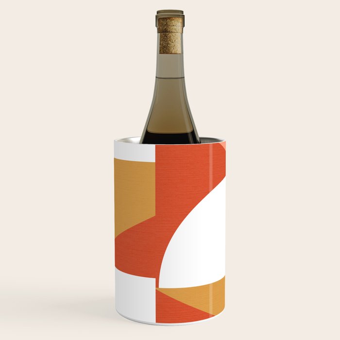 Mid Century Modern Sunset - Terracotta Peach Mustard Wine Chiller Gallery Image 2