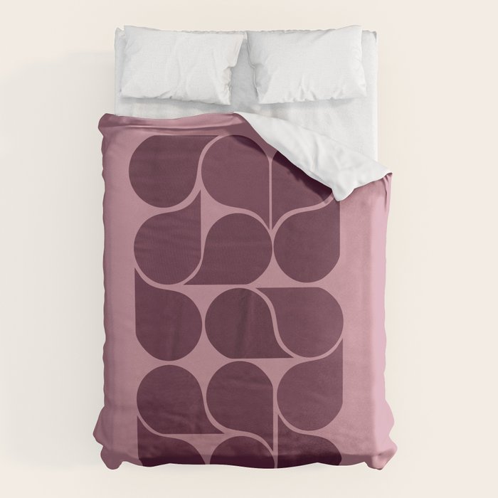 Elegant Burgundy Teardrop Pattern on Mauve Duvet Cover Gallery Image 6
