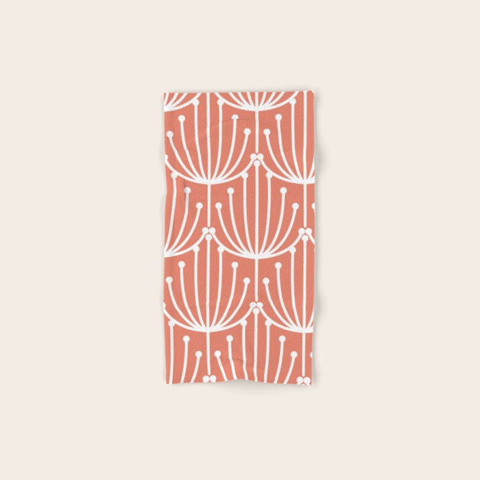 Retro Art, Floral Prints, Coral and White Bath Towel Gallery Image 1