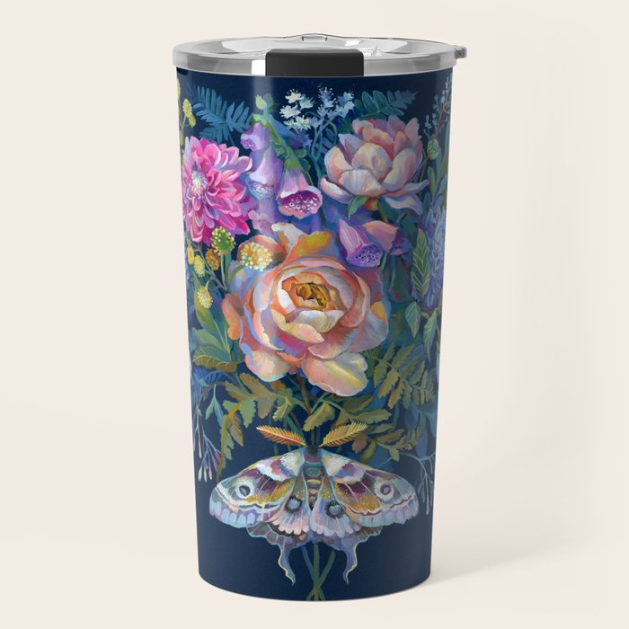 Moth Flower Bouquet Travel Mug Gallery Image 1