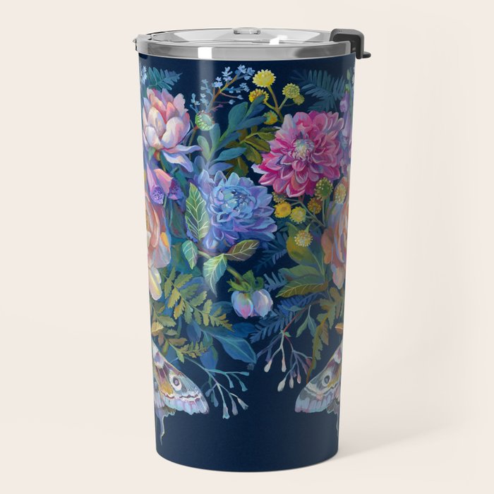 Moth Flower Bouquet Travel Mug Gallery Image 2