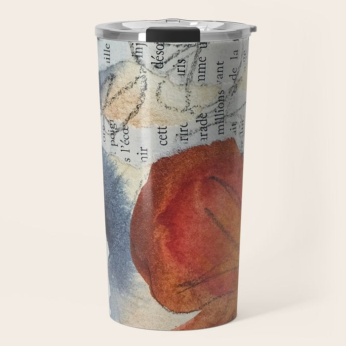 bloom - mixed media collage abstract botanical Travel Mug Gallery Image 1