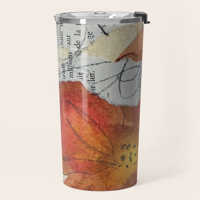 bloom - mixed media collage abstract botanical Travel Mug Gallery Image 2