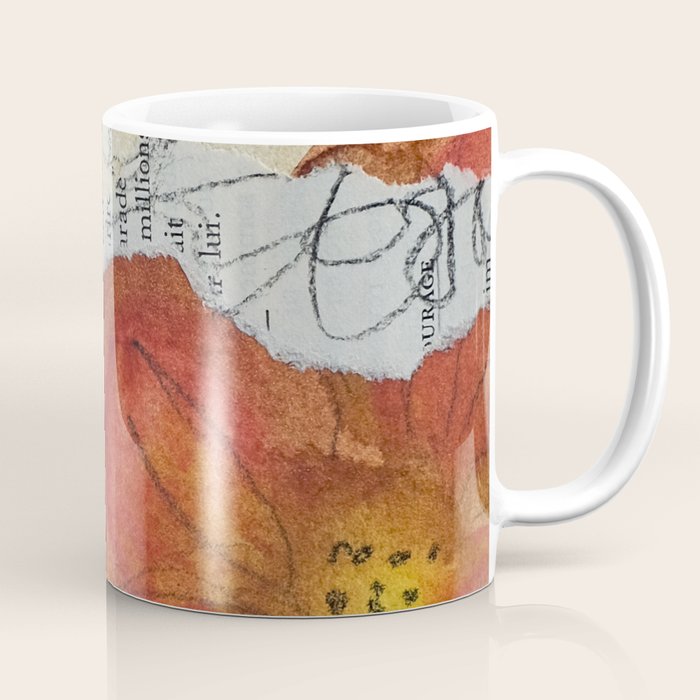 bloom - mixed media collage abstract botanical Coffee Mug Gallery Image 1