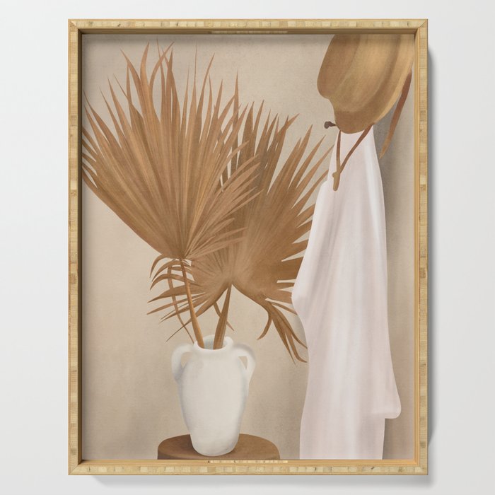 Palm Leaf Decoration Serving Tray Gallery Image 1
