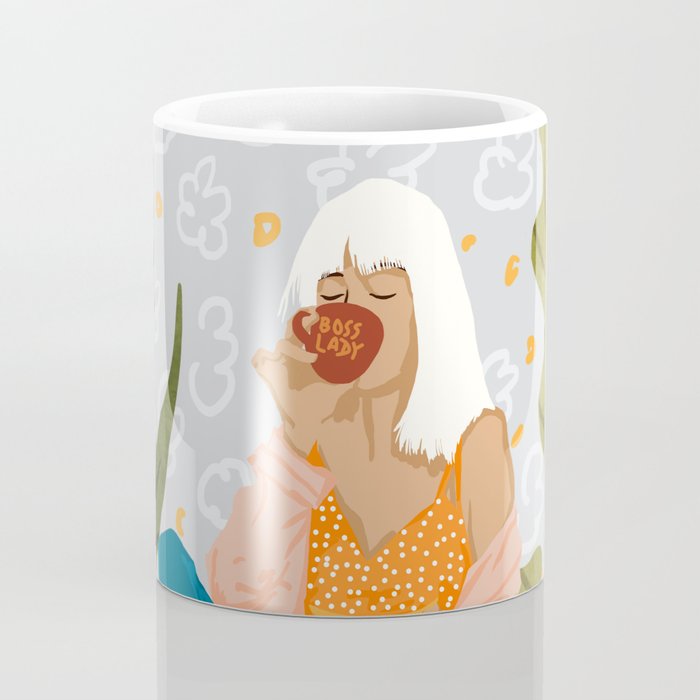 Boss Lady Illustration, Empower Woman Female Feminism, Plant Lady Tea Coffee Painting Coffee Mug Gallery Image 4