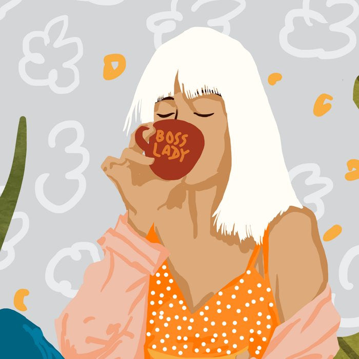 Boss Lady Illustration, Empower Woman Female Feminism, Plant Lady Tea Coffee Painting Coffee Mug Gallery Image 2