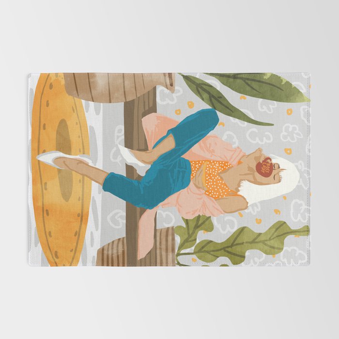 Boss Lady Illustration, Empower Woman Female Feminism, Plant Lady Tea Coffee Painting Rug Gallery Image 2
