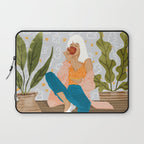 Boss Lady Illustration, Empower Woman Female Feminism, Plant Lady Tea Coffee Painting Laptop Sleeve Gallery Image 1