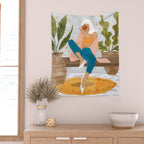 Boss Lady Illustration, Empower Woman Female Feminism, Plant Lady Tea Coffee Painting Wall Tapestry Gallery Image 2