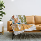 Boss Lady Illustration, Empower Woman Female Feminism, Plant Lady Tea Coffee Painting Throw Blanket Gallery Image 1