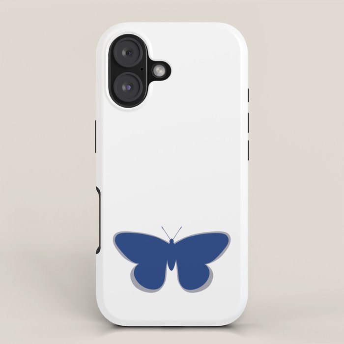 Butterfly Single in Blue and Stone iPhone Case Gallery Image 1
